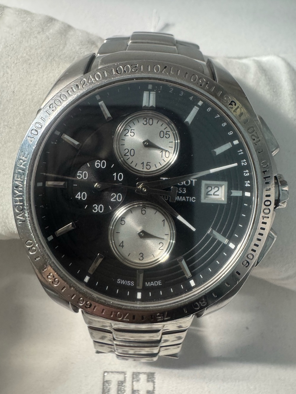 #221 Tissot Men's Silver Stainless Steel Watch with Black Dial